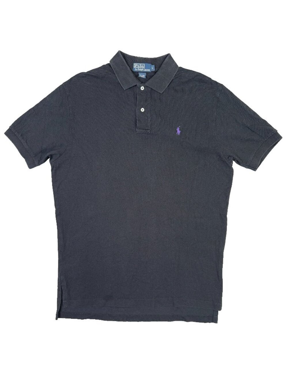 Polo Ralph Lauren Polo Shirt Mens Large L Black High Low Hem Golf Purple Pony